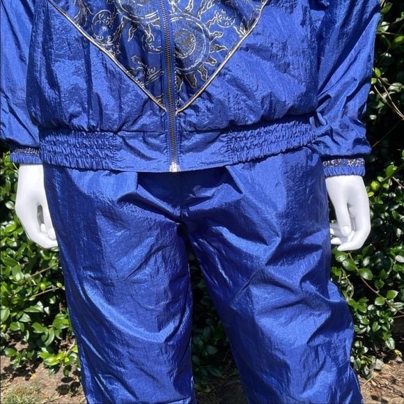 VINTAGE Chaver Graphic Print Royal Blue Parachute Ski Jacket & Pants - Picture 13 of 15